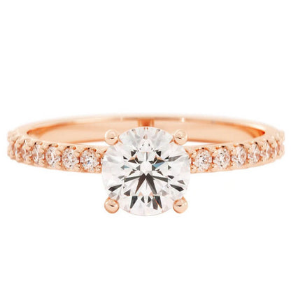 1.0ct Moissanite Pave Accent 14K Rose Gold Engagement Ring