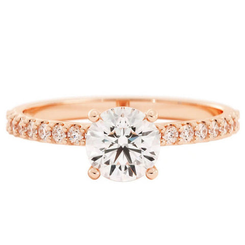 1.0ct Moissanite Pave Accent 14K Rose Gold Engagement Ring