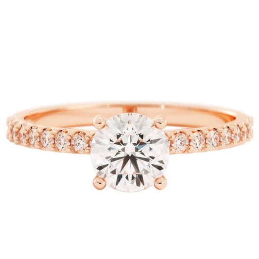 1.0ct Moissanite Pave Accent 14K Rose Gold Engagement Ring