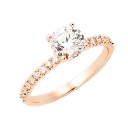 1.0ct Moissanite Pave Accent 14K Rose Gold Engagement Ring