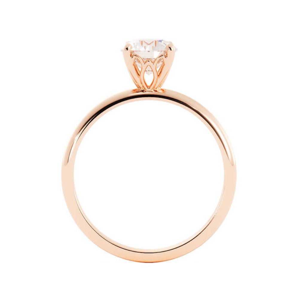 1.0ct Moissanite Round Solitaire 14K Rose Gold Engagement Ring