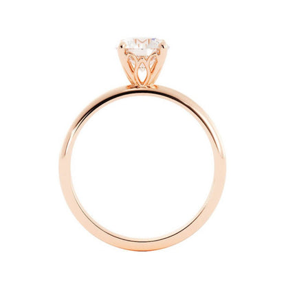1.0ct Moissanite Round Solitaire 14K Rose Gold Engagement Ring