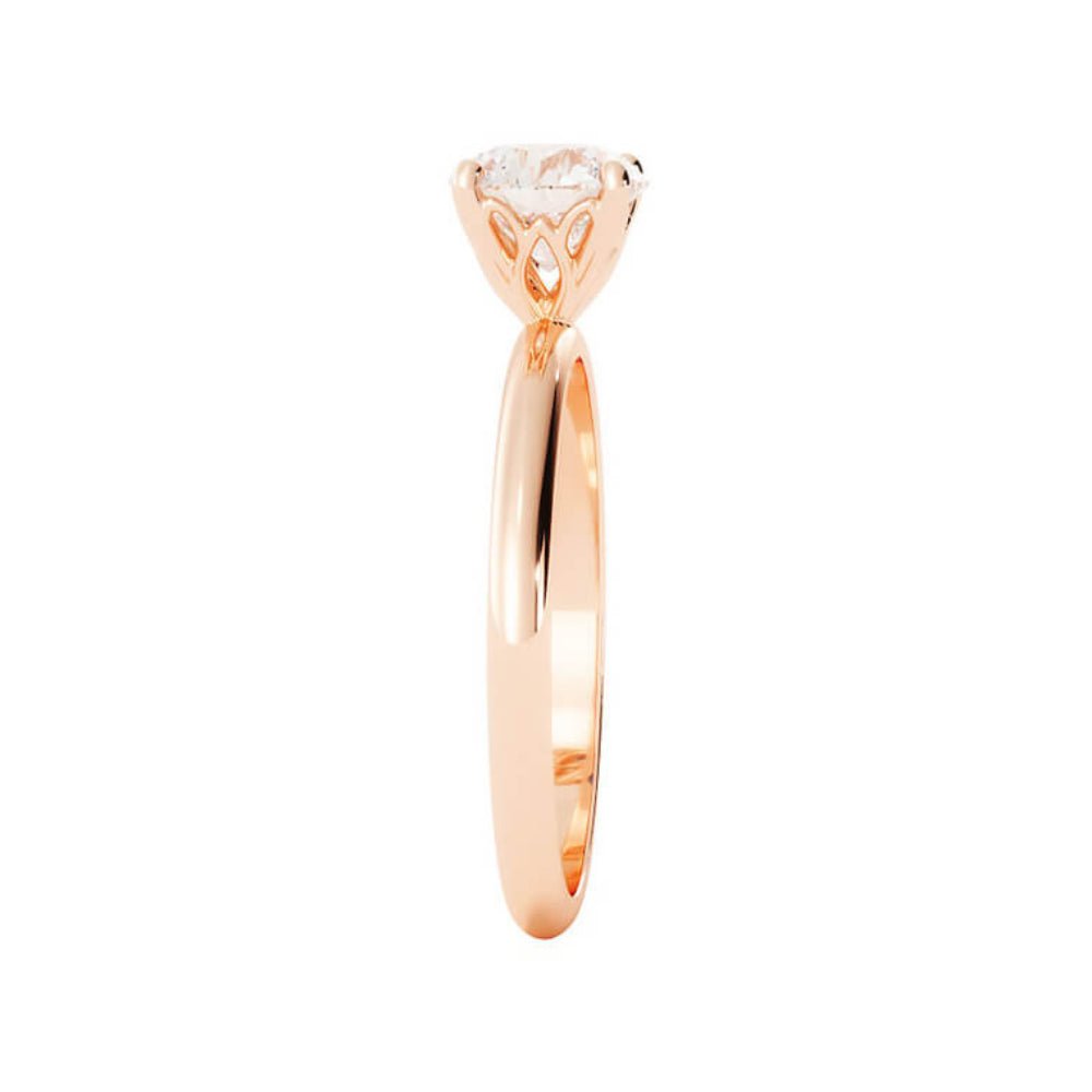 1.0ct Moissanite Round Solitaire 14K Rose Gold Engagement Ring