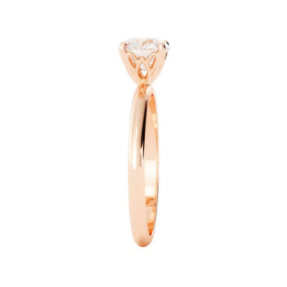 1.0ct Moissanite Round Solitaire 14K Rose Gold Engagement Ring