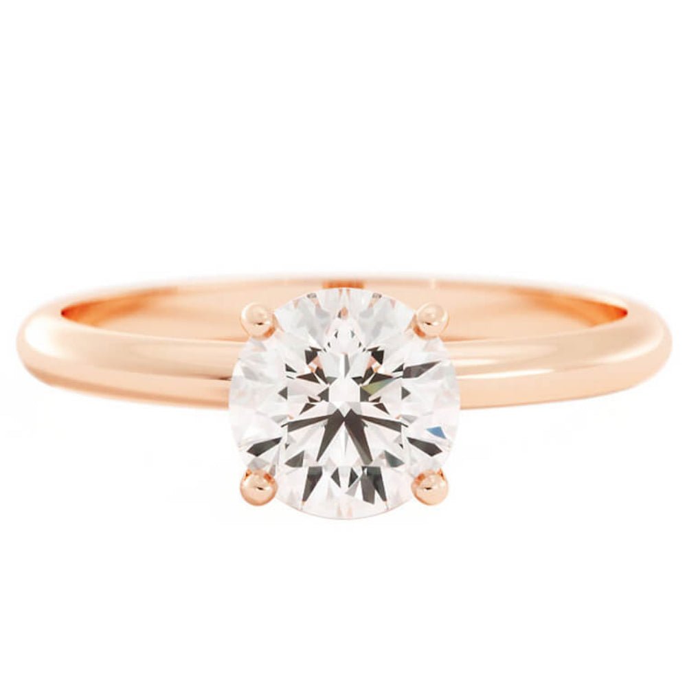 1.0ct Moissanite Round Solitaire 14K Rose Gold Engagement Ring