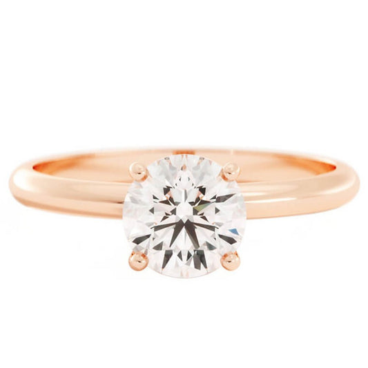 1.0ct Moissanite Round Solitaire 14K Rose Gold Engagement Ring
