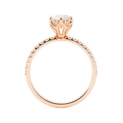 1.0ct Moissanite Pave Accent 14K Rose Gold Engagement Ring