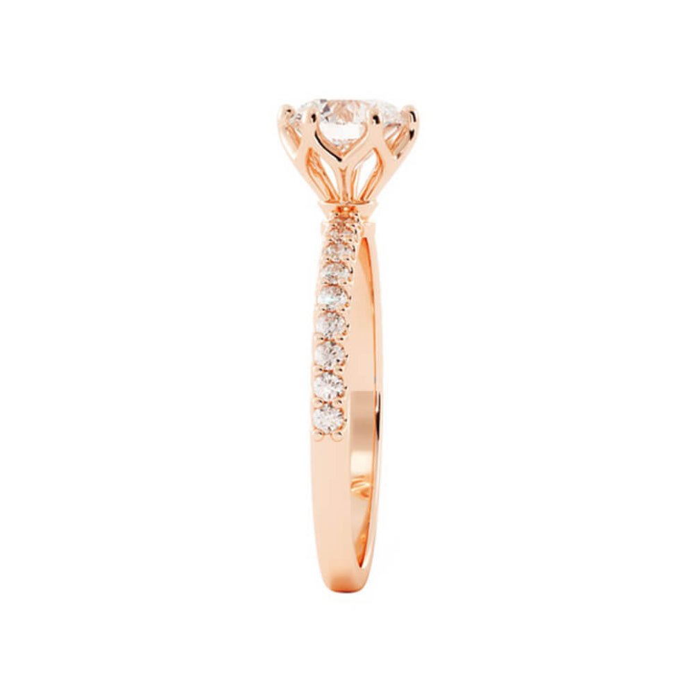 1.0ct Moissanite Pave Accent 14K Rose Gold Engagement Ring