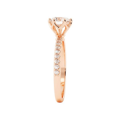 1.0ct Moissanite Pave Accent 14K Rose Gold Engagement Ring