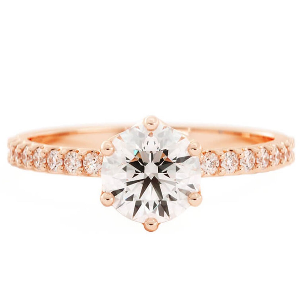 1.0ct Moissanite Pave Accent 14K Rose Gold Engagement Ring