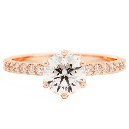 1.0ct Moissanite Pave Accent 14K Rose Gold Engagement Ring