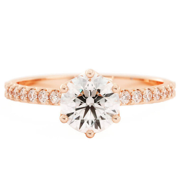 1.0ct Moissanite Pave Accent 14K Rose Gold Engagement Ring
