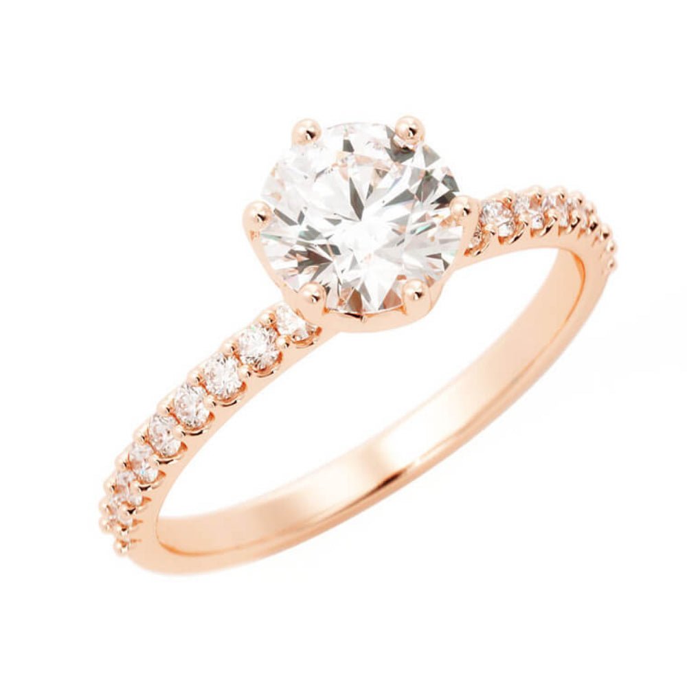 1.0ct Moissanite Pave Accent 14K Rose Gold Engagement Ring