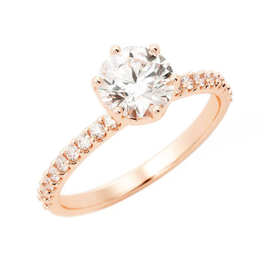 1.0ct Moissanite Pave Accent 14K Rose Gold Engagement Ring