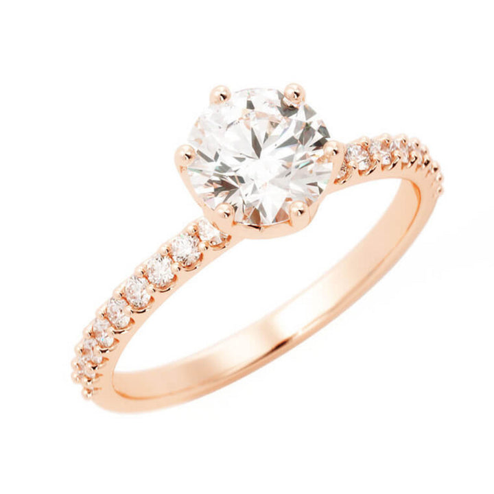 Pave Moissanite Accent Engagement Ring