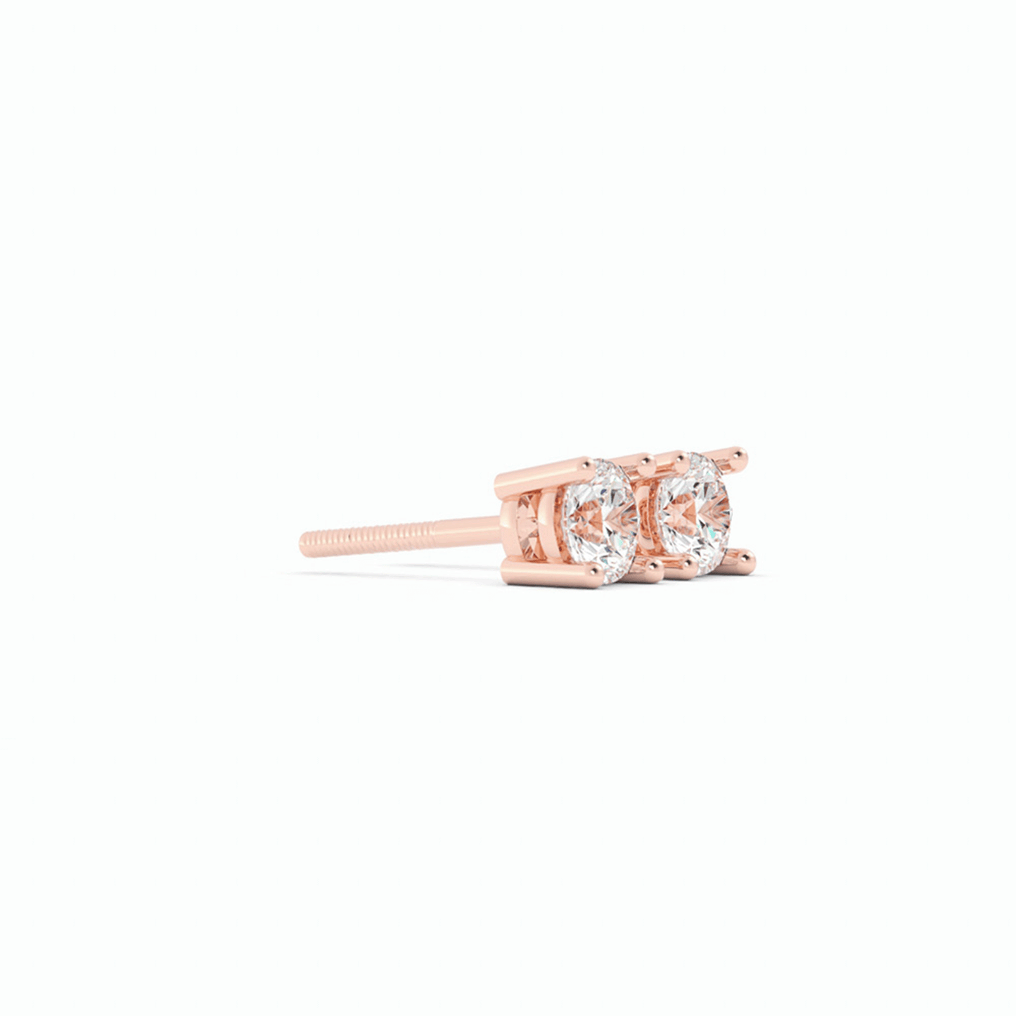 0.25ct Lab Grown Diamond Round Solitaire 14K Rose Gold Earring