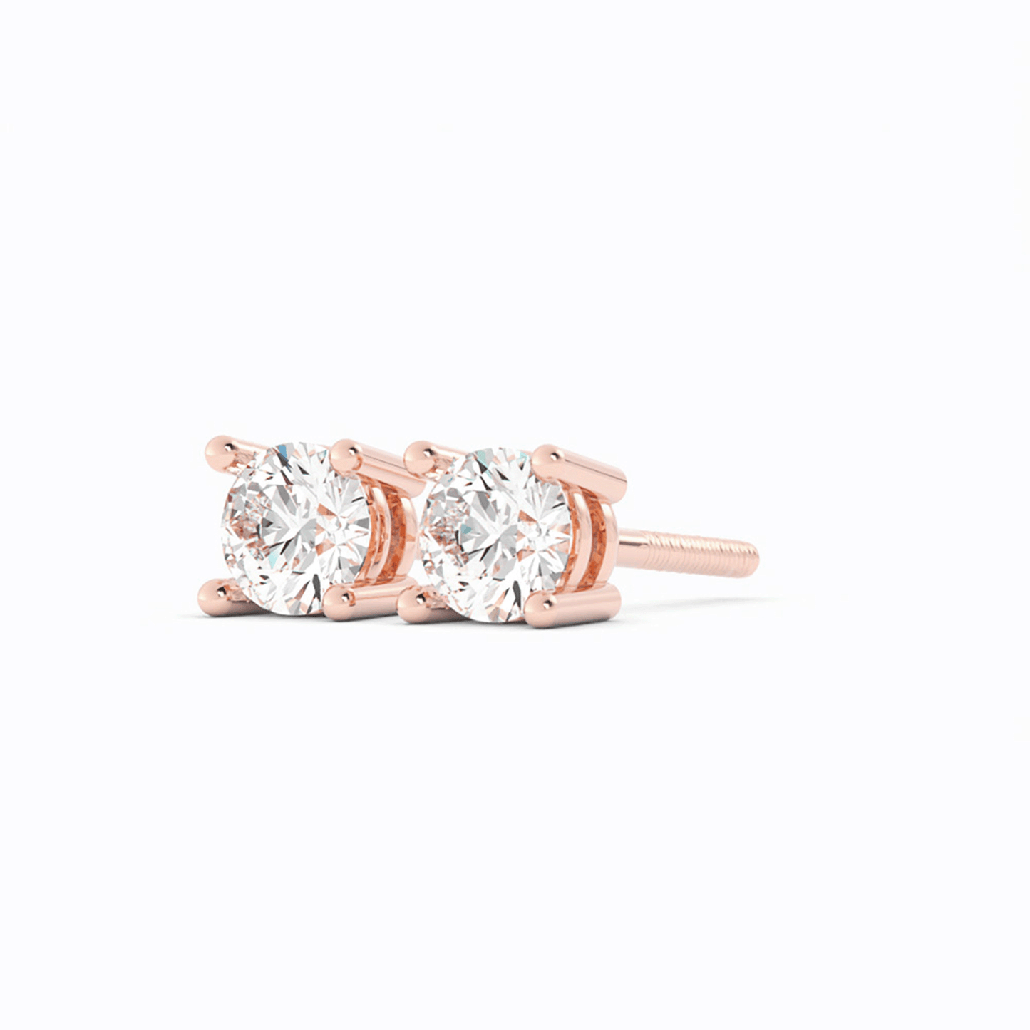0.25ct Lab Grown Diamond Round Solitaire 14K Rose Gold Earring