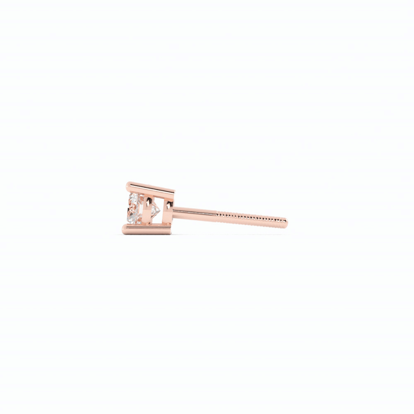 0.25ct Lab Grown Diamond Round Solitaire 14K Rose Gold Earring