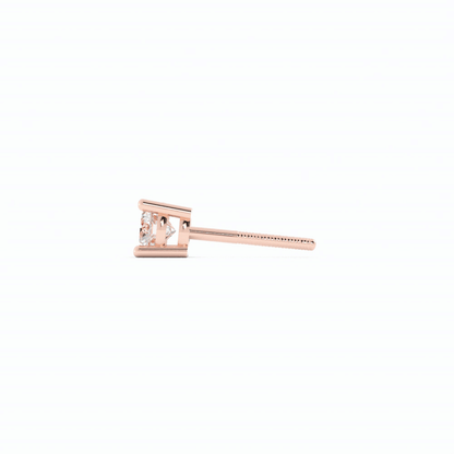 0.25ct Lab Grown Diamond Round Solitaire 14K Rose Gold Earring