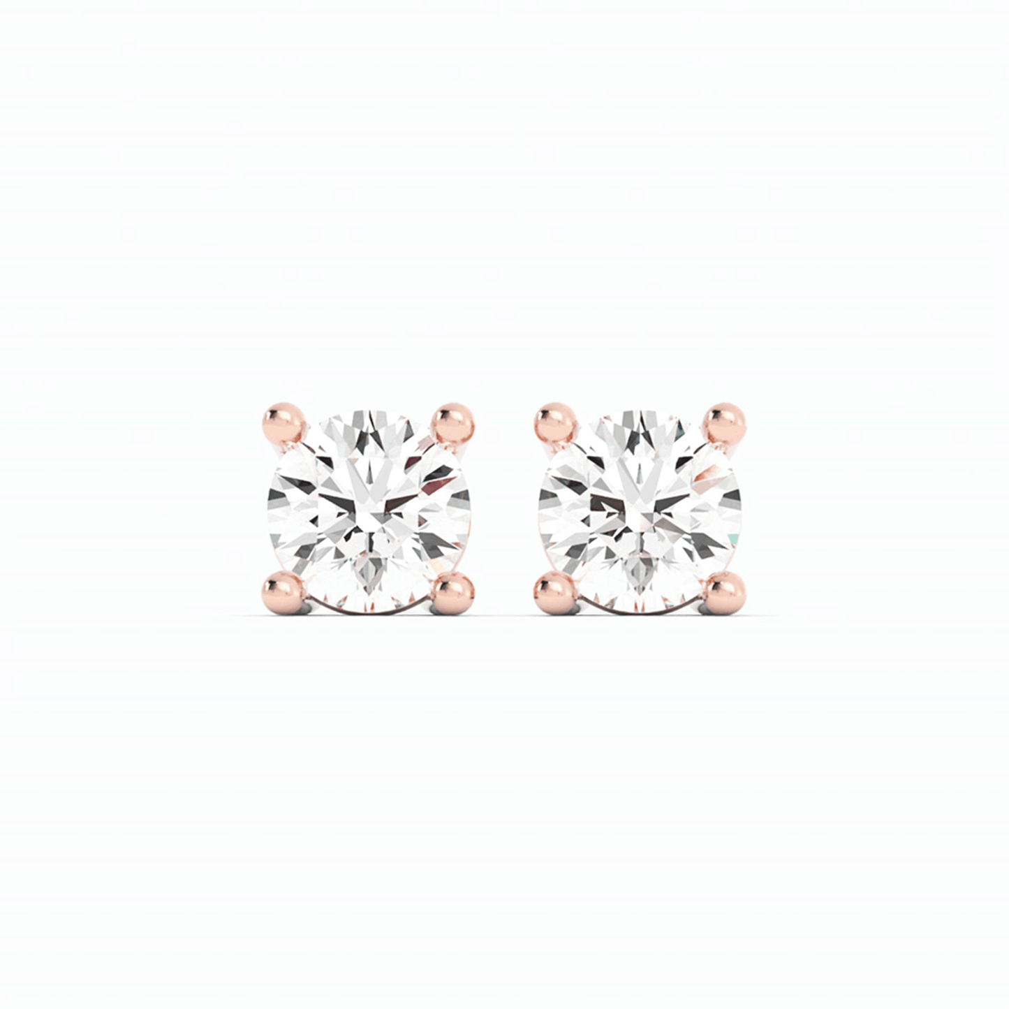 0.25ct Lab Grown Diamond Round Solitaire 14K Rose Gold Earring