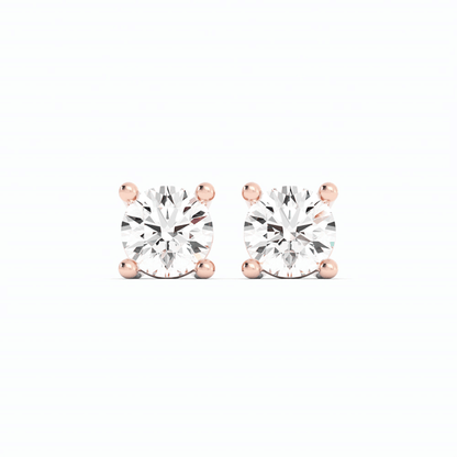 0.25ct Lab Grown Diamond Round Solitaire 14K Rose Gold Earring