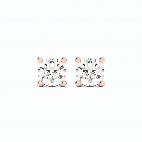 0.25ct Lab Grown Diamond Round Solitaire 14K Rose Gold Earring