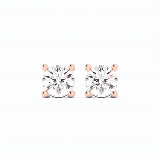 0.25ct Lab Grown Diamond Round Solitaire 14K Rose Gold Earring