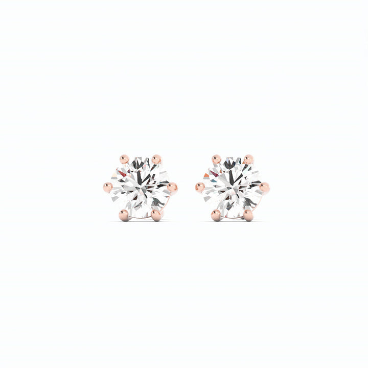 0.25ct Lab Grown Diamond Round 4mm Stud 14K Rose Gold Earring
