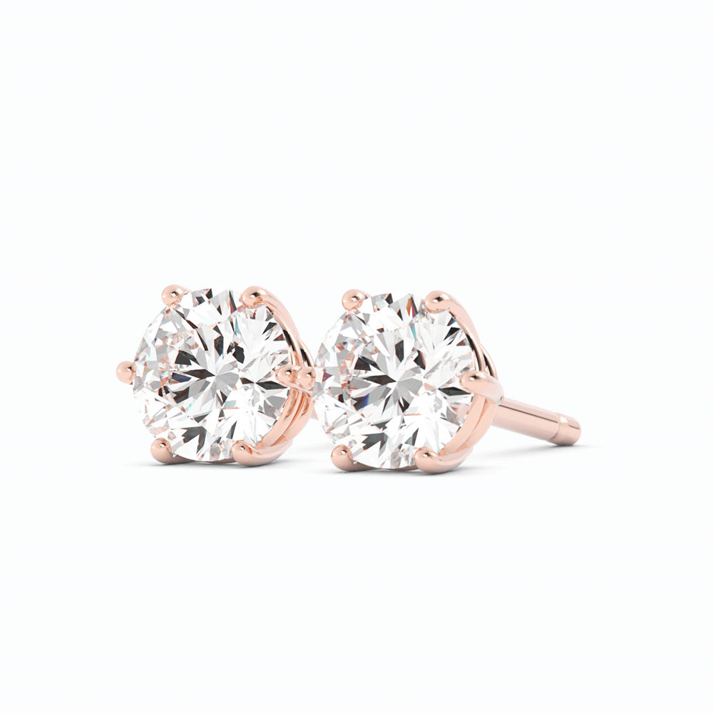 0.5ct Lab Grown Diamond Round 5mm Stud 14K Rose Gold Earring