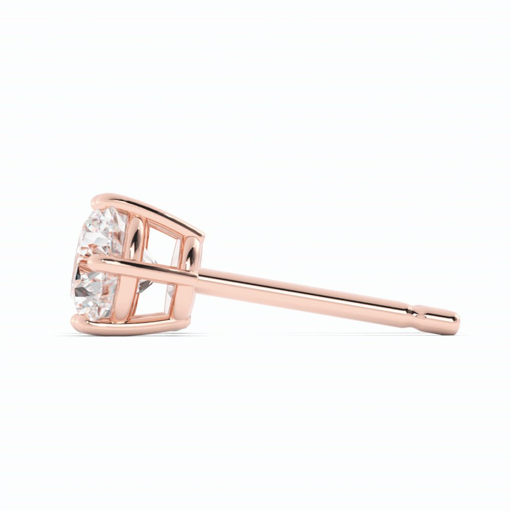 0.5ct Lab Grown Diamond Round 5mm Stud 14K Rose Gold Earring