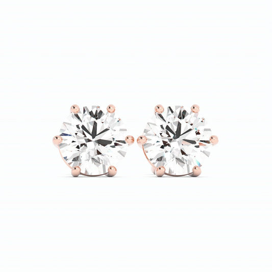 0.5ct Lab Grown Diamond Round 5mm Stud 14K Rose Gold Earring
