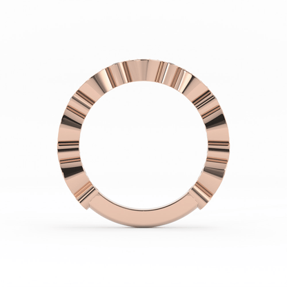 10K Rose Gold Round Three Quarter Alternating Eyelet Natural Diamond Wedding Band