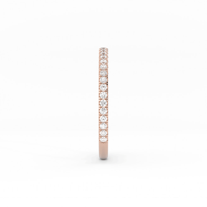 14K Rose Gold Round Three Quarter Pave Lab Grown Diamond Wedding Band