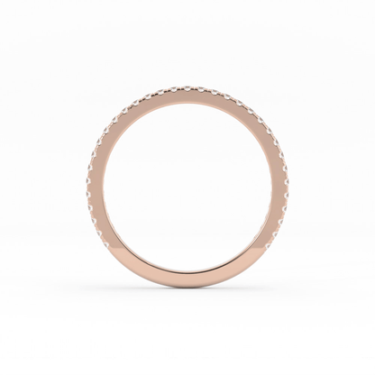 14K Rose Gold Round Three Quarter Pave Lab Grown Diamond Wedding Band