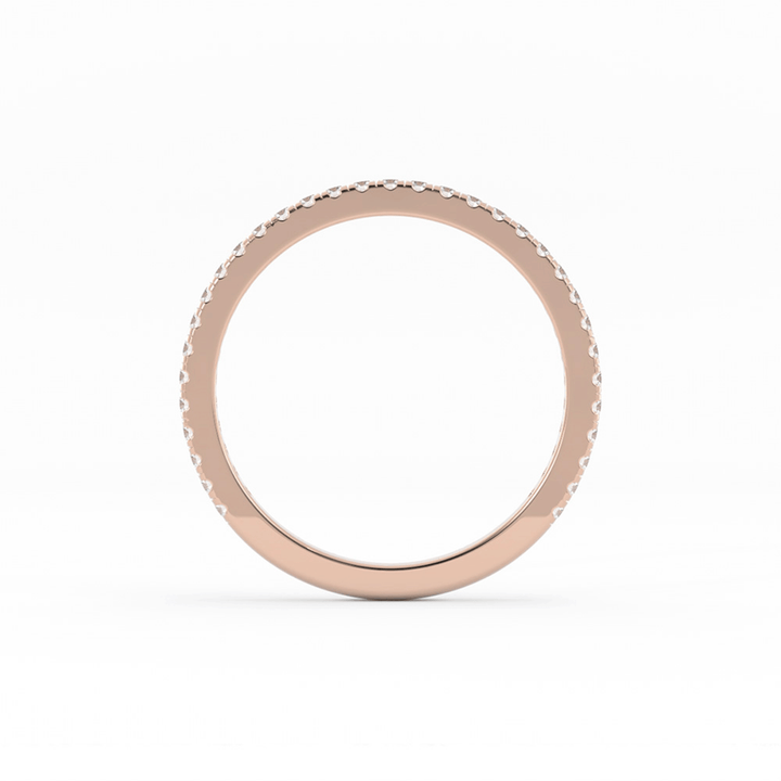 14K Rose Gold Round Three Quarter Pave Lab Grown Diamond Wedding Band