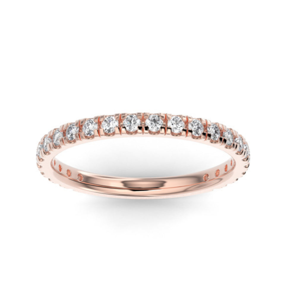 Round Three Quarter Pave Natural Diamond Wedding Band