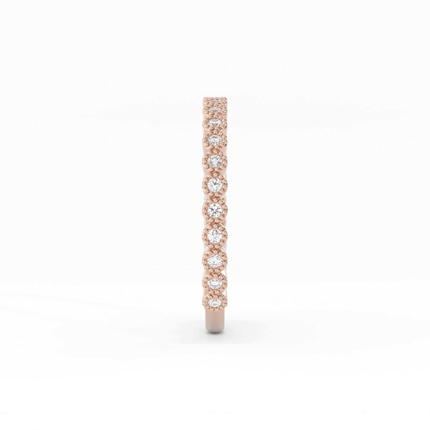 14K Rose Gold Round Three Quarter Milgrain Lab Grown Diamond Wedding Band