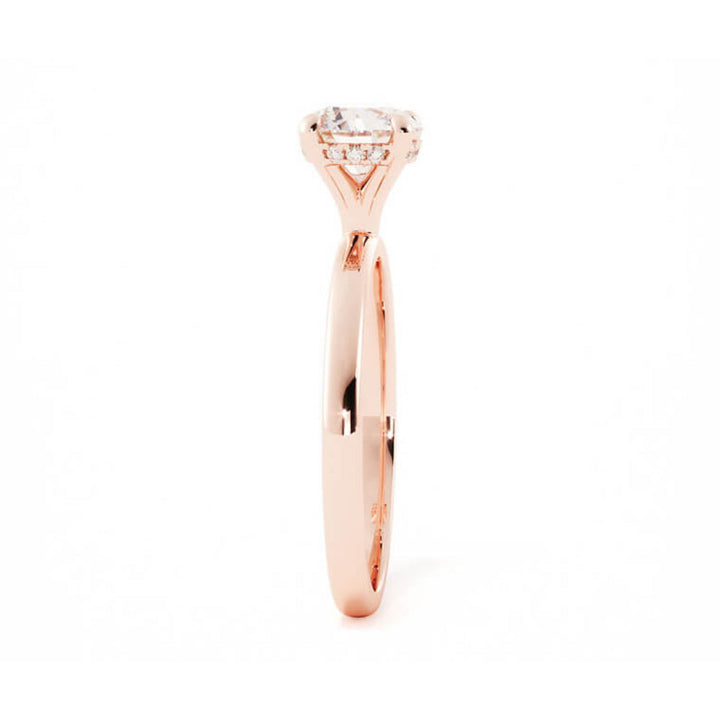 1.0ct Moissanite Round Hidden Halo 14K Rose Gold Engagement Ring