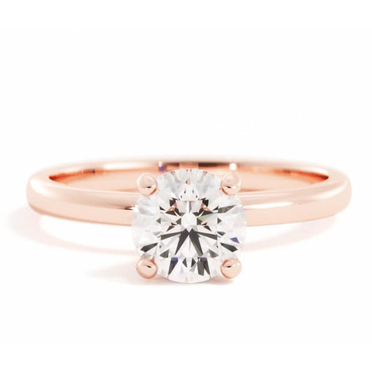 1.0ct Moissanite Round Hidden Halo 14K Rose Gold Engagement Ring