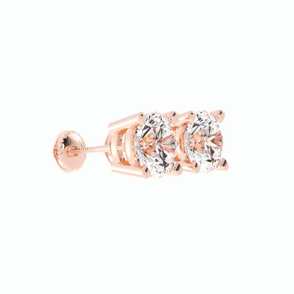3.87ct Moissanite Round Large Stud 14K Rose Gold Earring