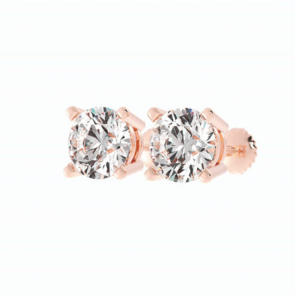 3.87ct Moissanite Round Large Stud 14K Rose Gold Earring