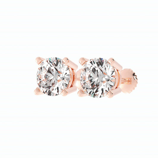 3.87ct Moissanite Round Large Stud 14K Rose Gold Earring