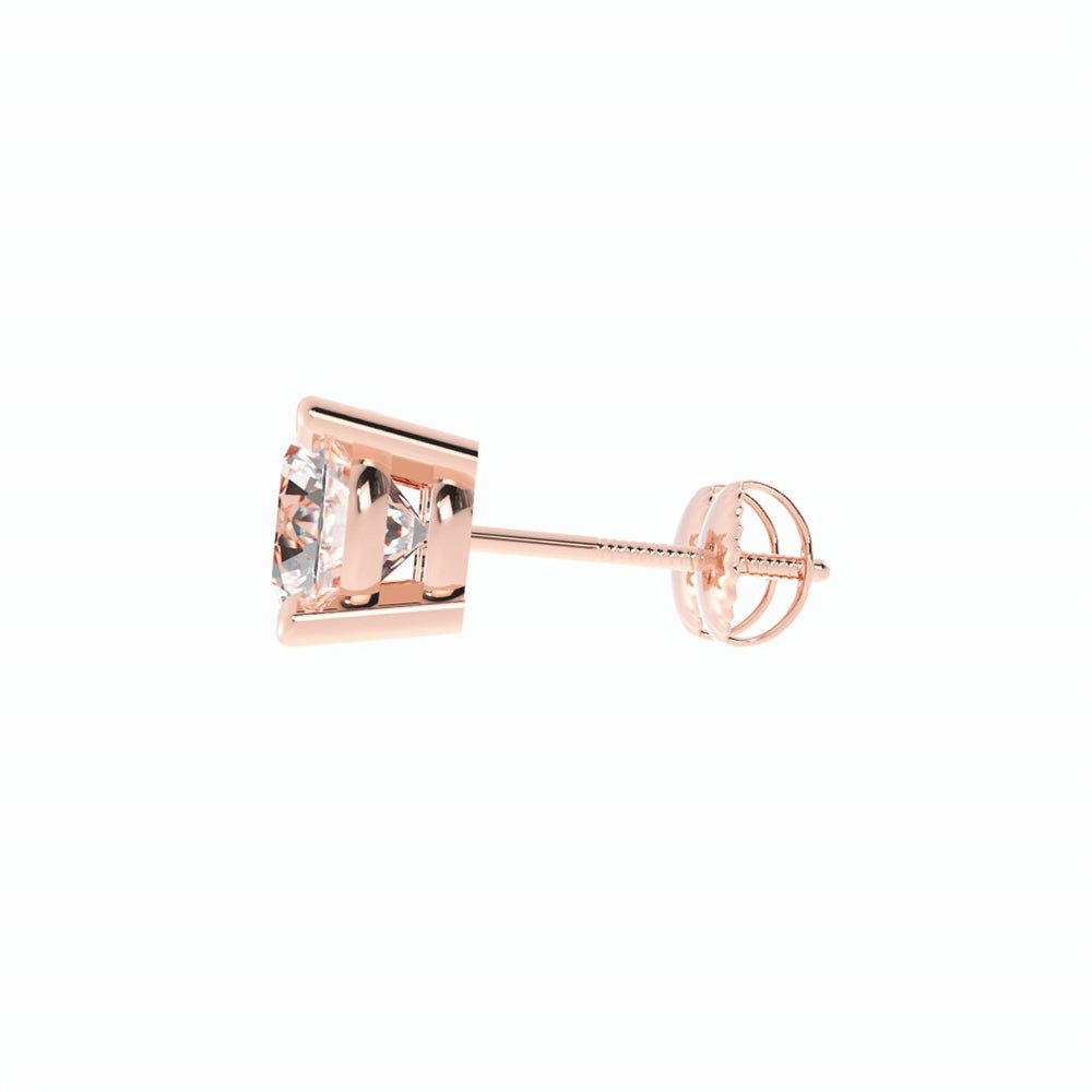 3.87ct Moissanite Round Large Stud 14K Rose Gold Earring