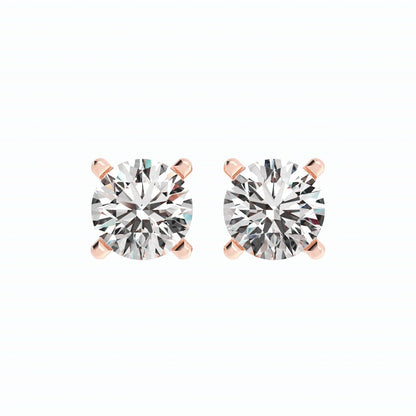 3.87ct Moissanite Round Large Stud 14K Rose Gold Earring