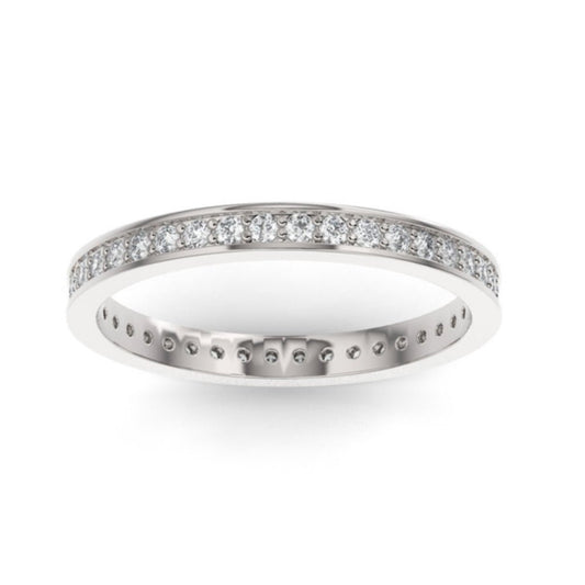 14K White Gold Round Eternity Lab Grown Diamond Wedding Band