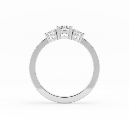 0.5ct Lab Grown Diamond Round Three Stone 14K White Gold Engagement Ring