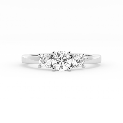 0.5ct Lab Grown Diamond Round Three Stone 14K White Gold Engagement Ring