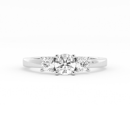 0.5ct Lab Grown Diamond Round Three Stone 14K White Gold Engagement Ring