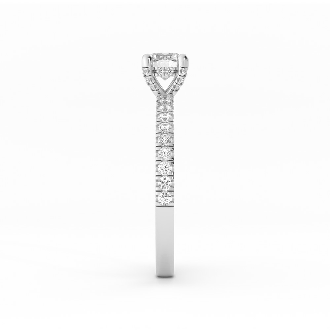 0.5ct Lab Grown Diamond Pave Halo, Accent 14K White Gold Engagement Ring