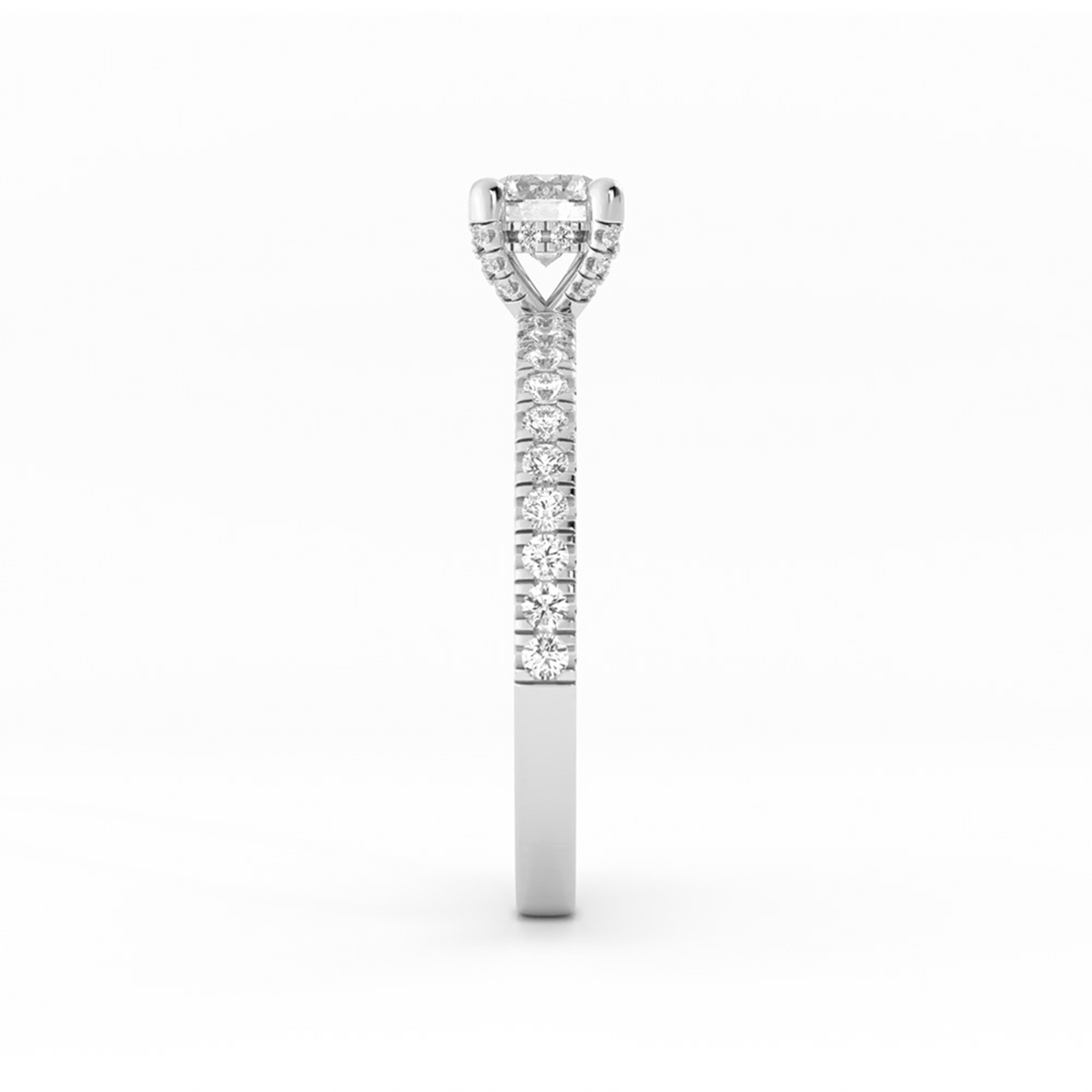 0.5ct Lab Grown Diamond Pave Halo, Accent 14K White Gold Engagement Ring